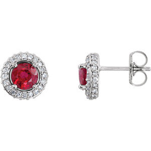 14K White Ruby & 3-8 CTW Diamond Earrings