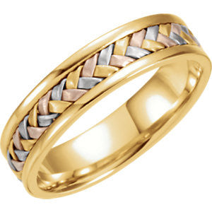 14K Tri-Color 14K 5mm Hand-Woven Band Size 11