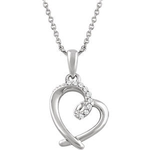 Sterling Silver .05 CTW Diamond Heart 16-18" Necklace