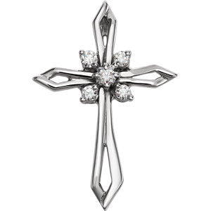 14K White .16 CTW Diamond Cross Pendant