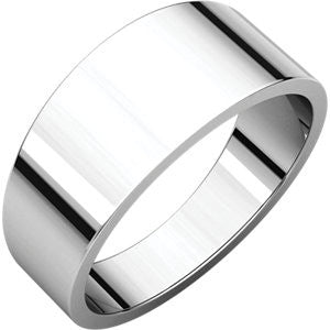 14K White 8mm Flat Tapered Band