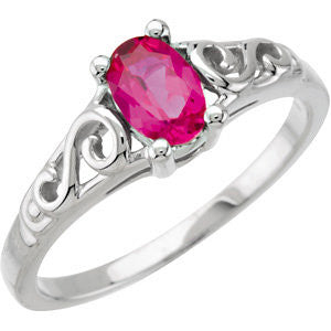 14KW July Imitation Birthstone Ring