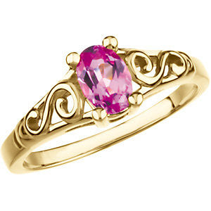 14KY October Imitation Birthstone Ring