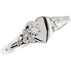 Sterling Silver .01 CTW Diamond Heart Ring