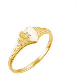 14K Yellow .01 CTW Diamond Heart Ring