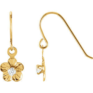 14K Yellow CZ Daisy Earrings