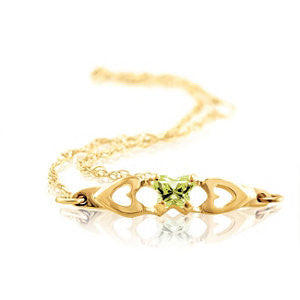 10K Yellow August Birthstone Bracelet