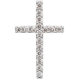 14K White 1-4 CTW Petite Diamond Cross Pendant