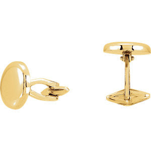 14K Yellow 15.9mm Men's Round Shaped Cuff Links