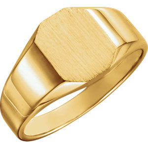 14K Yellow 9x7mm Octagon Signet Ring