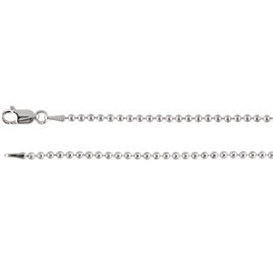 14K White 2mm Bead 20" Chain