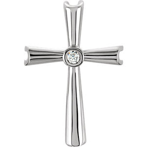 14K White .04 CTW Diamond Cross Pendant