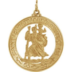 14K Yellow 29mm St. Christopher Medal