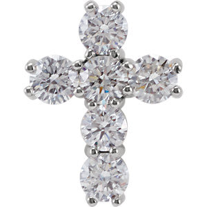 14K White 1 CTW Diamond Cross Pendant