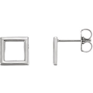 14K White Square Earrings