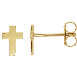 14K Yellow 7x5mm Cross Earrings