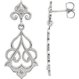 Sterling Silver Decorative Dangle Earrings