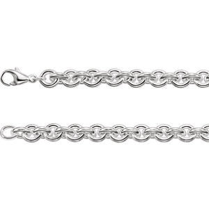 Sterling Silver 9mm Solid Round Cable 17" Chain