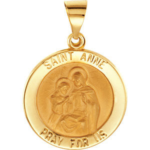 14K Yellow 18.25mm Round Hollow St. Anne Medal