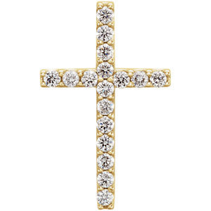 14K Yellow 1-4 CTW Petite Diamond Cross Pendant