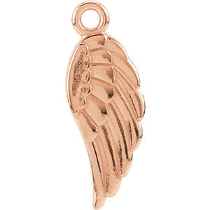 14K Rose Angel Wing Charm