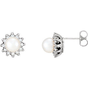 14K Yellow Pearl & 1/3 CTW Diamond Earrings