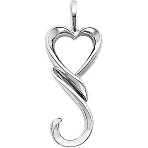 14K White 32.5x12.75mm Heart Pendant