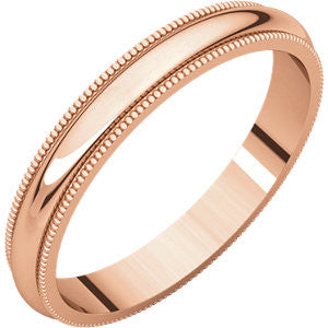 14K Rose 3mm Milgrain Band