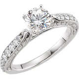 14K White Cubic Zirconia & 3/8 CTW Diamond Sculptural-Inspired Engagement Ring Size 7