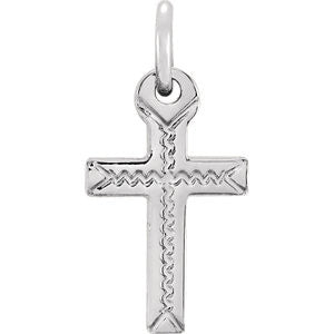 14K White 8x6mm Cross Pendant