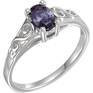 Sterling Silver June Imitation Birthstone Ring