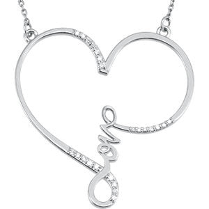 Sterling Silver 1-8 CTW Diamond "Love" Heart Infinity-Inspired 18" Necklace