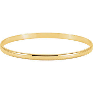 14K Yellow 4mm Milgrain Edge Bangle Bracelet