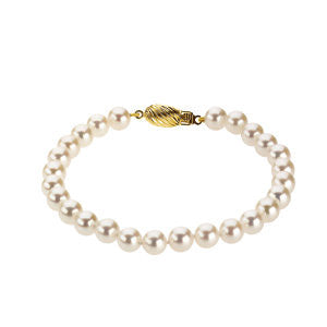 14K Yellow 6-6.5mm Akoya Cultured Pearl 7" Bracelet