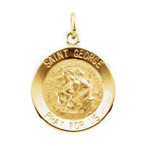 14K Yellow 15mm Round St. George Medal