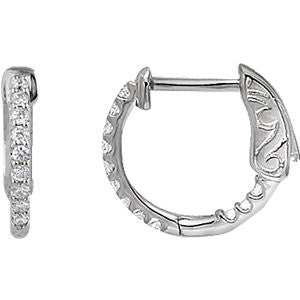 Sterling Silver Cubic Zirconia Inside-Outside Hoop Earrings