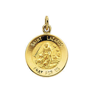 14K Yellow 12mm Round St. Lazarus Medal