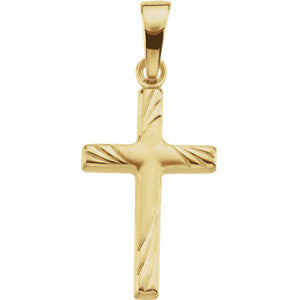 14K Yellow 17.5x12 Cross Pendant