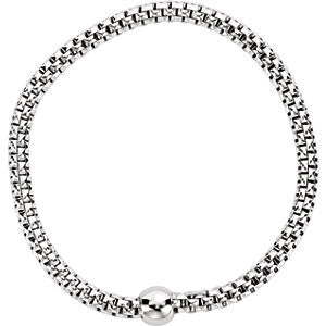 Sterling Silver White Rhodium Plated 4.3mm Woven Stretch Bracelet