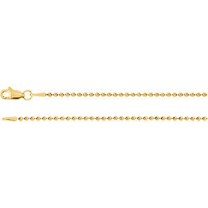 14K Yellow 1.5mm Bead 20" Chain