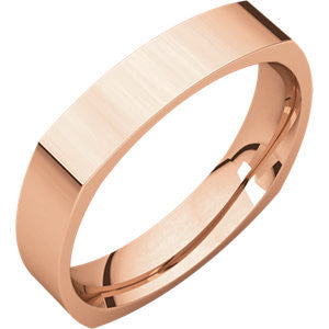 14K Rose 4mm Square Comfort Fit Band