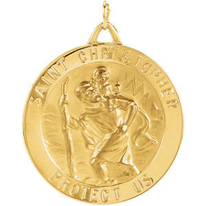 14K Yellow 33mm St. Christopher Medal