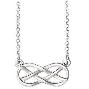 14K White Infinity-Inspired Knot Design 18" Necklace