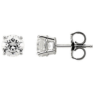 14K White 5mm Cubic Zirconia Earrings