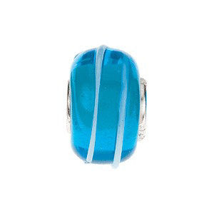 Sterling Silver 15x9mm Turquoise Bead with Blue Stripes