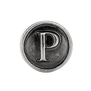 Sterling Silver 10.6mm Letter 
"P" Alpha Cylinder Bead