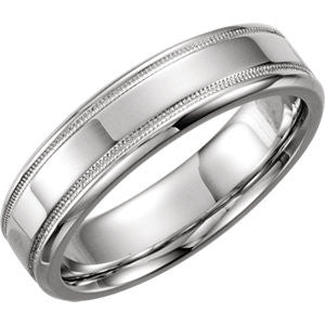 14K White 6mm Design Band Size 6