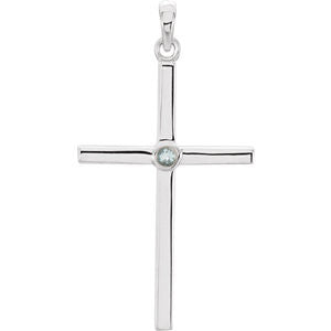 Platinum .01 CTW Diamond Cross 19x8.95mm Pendant