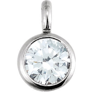 14K White .03 CTW Diamond Micro Bezel Dangle