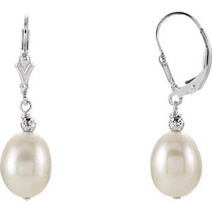 Sterling Silver 9-9.5mm Freshwater Cultured Pearl Earrings